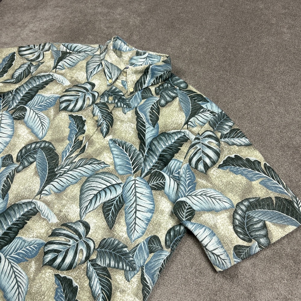 Reyn Spooner Hawaiian Shirt Mens Large Popover Button Down AOP Palm Leaves
